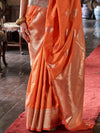 Orange Two-Tone Handloom Weaving Silk Saree With Blouse Piece