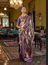 Silver Handwoven Kanjivaram Silk Saree With Blouse Piece