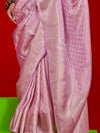 Pink Pure Self Zari Tissue Handloom Silk Saree With Blouse Piece