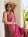 Pink Banarasi Pure Georgette Saree With Blouse Piece