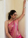 Pink Banarasi Pure Georgette Saree With Blouse Piece