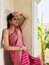 Pink Banarasi Pure Georgette Saree With Blouse Piece