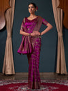 Wine Banarasi Satin Silk Saree With Blouse Piece