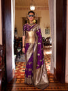 Purple Two-Tone Handloom Weaving Silk Saree With Blouse Piece