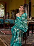 Aqua Green Handwoven Kanjivaram Silk Saree With Blouse Piece