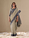 Grey Cotton Festive Wear Saree With Blouse Piece