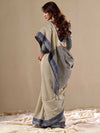 Grey Cotton Festive Wear Saree With Blouse Piece