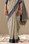 Grey Cotton Festive Wear Saree With Blouse Piece