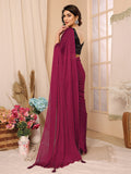Pink Satin Chiffon Saree With Blouse Piece