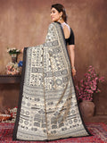 Black Khadi Saree With Blouse Piece