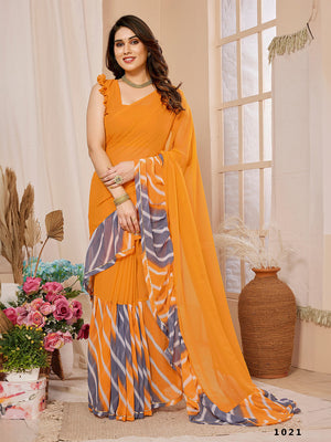 Orange Georgette Saree With Blouse Piece