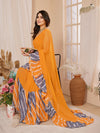 Orange Georgette Saree With Blouse Piece