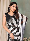 Black & White Georgette Saree With Blouse Piece
