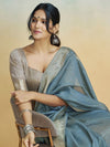 Blue Silk Festive Wear Saree With Blouse Piece