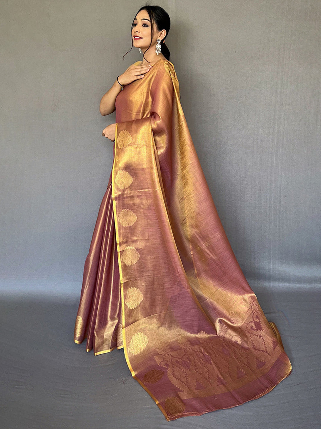 Brown Silk Festive Wear Saree With Blouse Piece