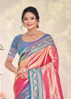 Multi Color kanjivaram silk Sarees With Blouse Piece