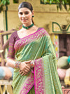Multi Color kanjivaram silk Sarees With Blouse Piece