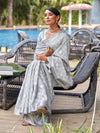Grey Pure Linen Blend Saree With Blouse Piece