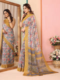 Mustard Kota Doria Saree With Blouse Piece