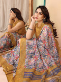Mustard Kota Doria Saree With Blouse Piece