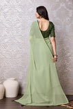 Pista Green Chiffon Saree With Blouse Piece