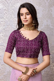 Purple Chiffon Saree With Blouse Piece