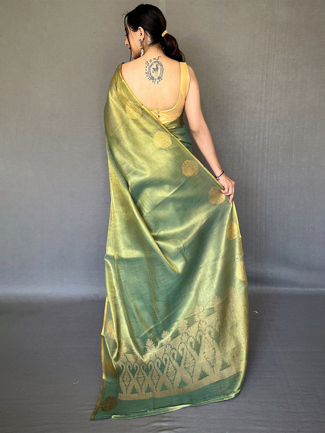Green Silk Festive Wear Saree With Blouse Piece