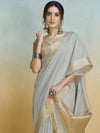 Grey Silk Saree With Blouse Piece