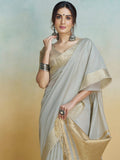 Grey Silk Saree With Blouse Piece