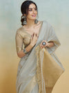Grey Silk Saree With Blouse Piece