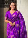 Violet Silk Blend Saree With Blouse Piece