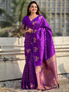 Violet Silk Blend Saree With Blouse Piece