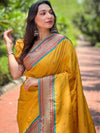 Yellow Paithani Silk Saree With Blouse Piece