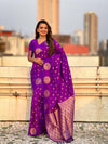 Violet Soft silk Saree With Blouse Piece