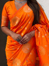 Orange Soft silk Saree With Blouse Piece