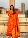 Orange Soft silk Saree With Blouse Piece
