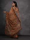 Brown Chiffon Mirror Work Designer Saree with Blouse
