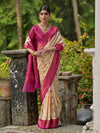 Cream Banarasi Silk Zari Woven Saree With Blouse Piece