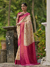 Cream Banarasi Silk Zari Woven Saree With Blouse Piece