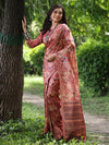 Maroon Soft Tussar Silk Printed Saree With Blouse Piece