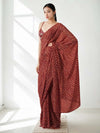 Maroon Marble Chiffon Printed Ready to Wear Saree