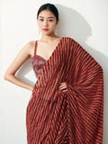Maroon Marble Chiffon Printed Ready to Wear Saree