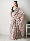 Multicolor Chinon Digital Print with Lace Border Ready to Wear Saree