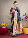 Black Paithani Silk Zari Woven Saree with Blouse