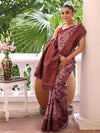 Purple Kanjeevaram Silk Blend Woven Design Zari Saree With Blouse Piece