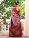 Purple Kanjeevaram Silk Blend Woven Design Zari Saree With Blouse Piece
