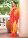 Red Kanjeevaram Silk Blend Woven Design Zari Saree With Blouse Piece