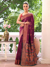 Purple Kanjeevaram Silk Blend Woven Design Zari Saree With Blouse Piece