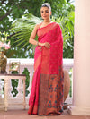 Pink Paithani Silk Blend Zari Saree With Blouse Piece