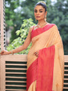 Red Kanjeevaram Silk Blend Woven Design Zari Saree With Blouse Piece